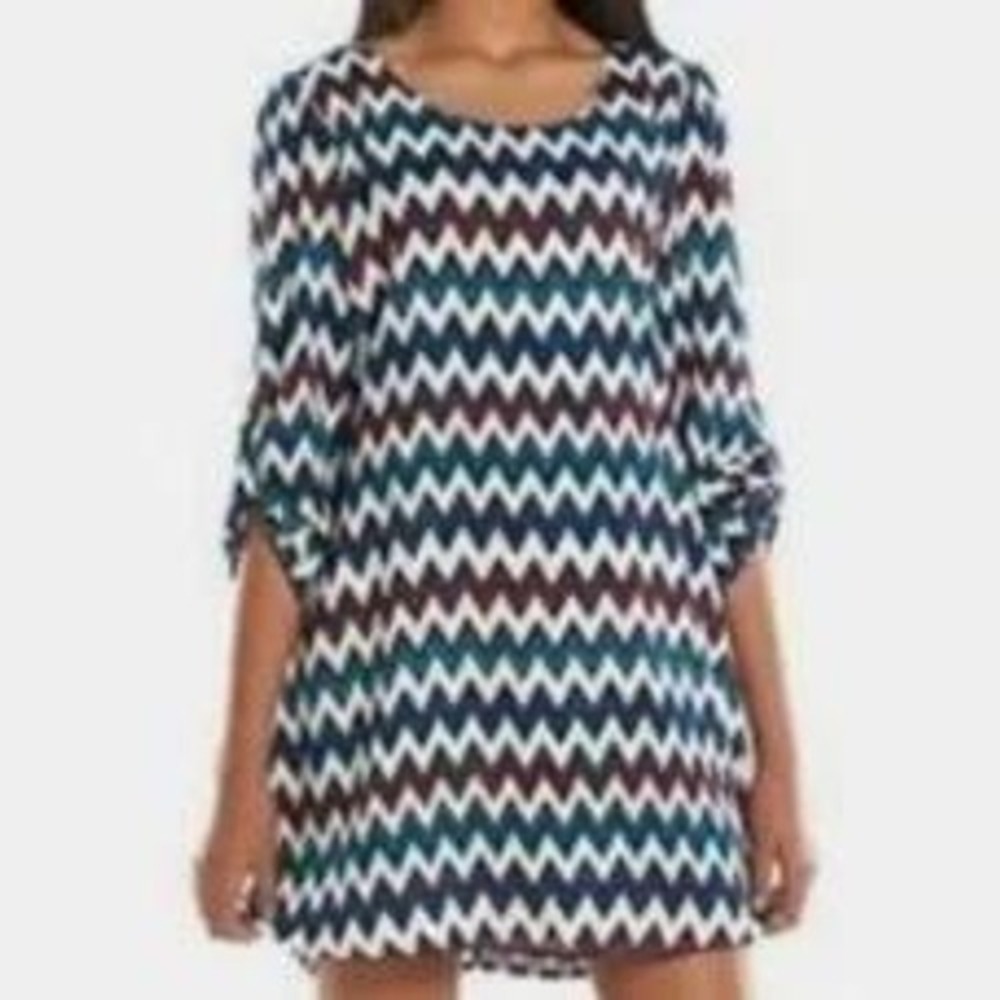 Speechless Chevron‎ Print Dress Long Sleeve Casual Tunic Dress XS